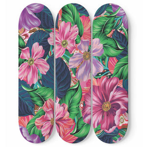 Flowery Pink Skateboard Wall Art