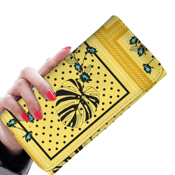 Yellow Dots Garden Woman Wallet Purse