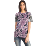 Pink Art Leopard Style With White Design T-shirt