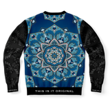Ocean Blue Mandala Design with Black Ornamental Sleeve Style Luxury Fashion Sweatshirt