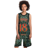 Dark Emerald Marble with Gold Paintings Design Exclusive on Luxury Basketball Unisex Jersey & Shorts Set