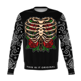 Ribs & Roses with Black Paisley Bandana Design Sleeve Luxury Fashion Sweatshirt