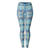 Marble Style Design With Light Blue and Gold Vibes Leggings 2