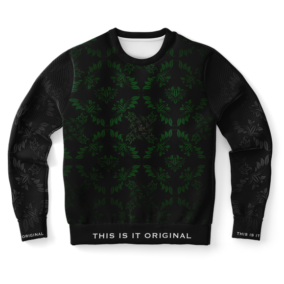 Exclusive Army Green & Black Design with Black Ornamental Sleeve Style Luxury Fashion Sweatshirt