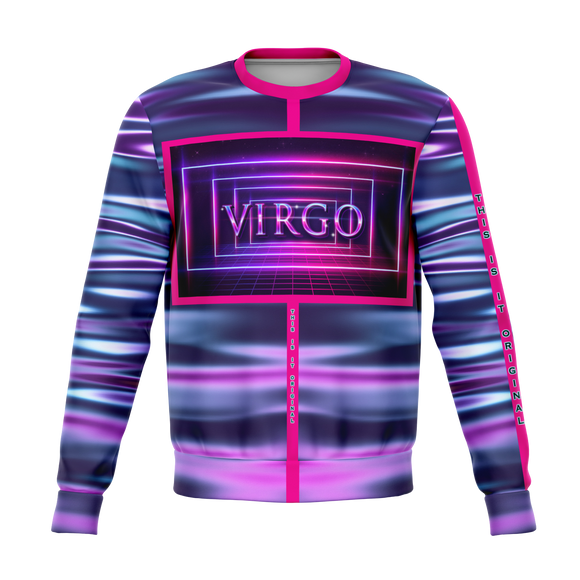 Neon Violet Tiger Vibes Design - Virgo Sign - Unisex Soft Fashion Luxury Sweatshirt