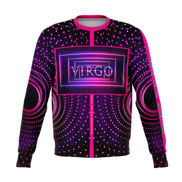 Neon Violet & Pink Dots Geometric Vibes Design - Virgo Sign - Unisex Soft Fashion Luxury Sweatshirt