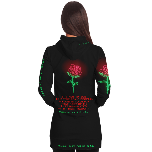 Black & Neon Rose Design Toxic People Style Women's Hoodie Dress