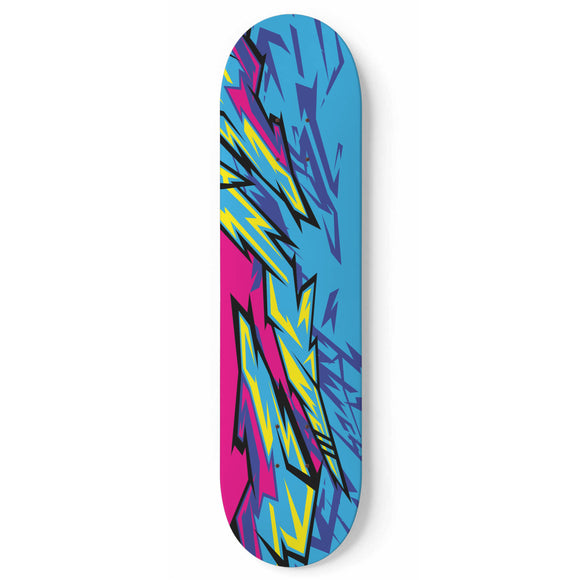 Racing Retro Style Light Blue & Pink Vibe Skateboard Wall Art