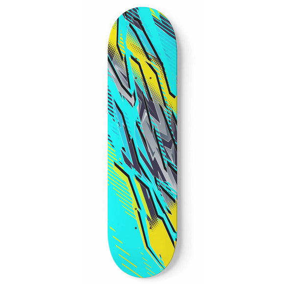 Racing Style Light Blue & Yellow Vibe Skateboard Wall Art