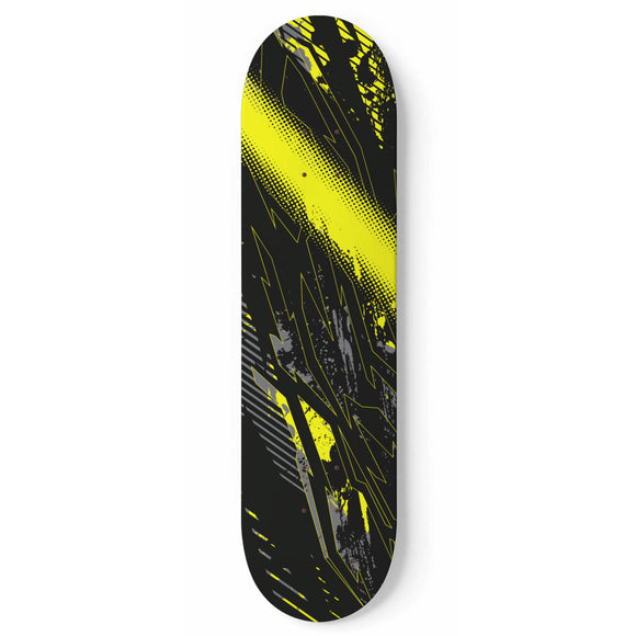 Racing Industrial Style Yellow & Dark Black Vibes Skateboard Wall Art