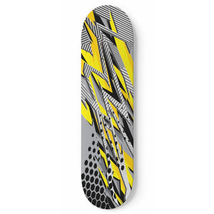 Racing Stripes Style Yellow & Grey Vibes Skateboard Wall Art