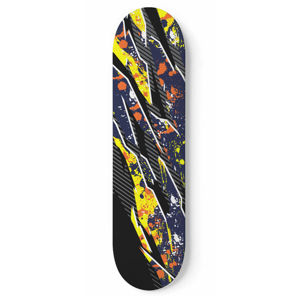 Racing Style Yellow & Blue Splash Vibes Skateboard Wall Art