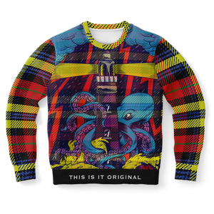 Cartoon Wild Sea And Comic Octopus Design with Original Tartan Stylish Pattern Luxury Fashion Unisex Sweatshirt