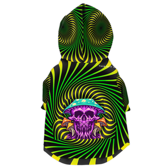 Fashion Zip-Up Hoodie For Dog - Psychedelic - Hypnotic Style With Violet Skull