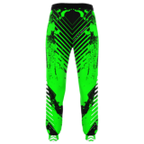 Luxurious Racing Style - Neon Green & Black Stripes Design Fashion Pants