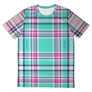 Perfect Tartan Luxury Design Light Blue And Pink Street Wear T-shirt