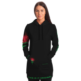 Black & Neon Rose Design Evolve or Repeat Style Women's Hoodie Dress