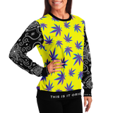 Yellow Weed Design X Black Paisley Bandana Style Luxury Fashion Sweatshirt