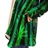 Cannabis design with Neon Stripes Style & Dirty Tropical Flower All over Skull Head Luxury Cloak