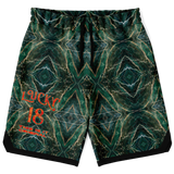 Dark Emerald Marble with Gold Paintings Design on Basketball Short