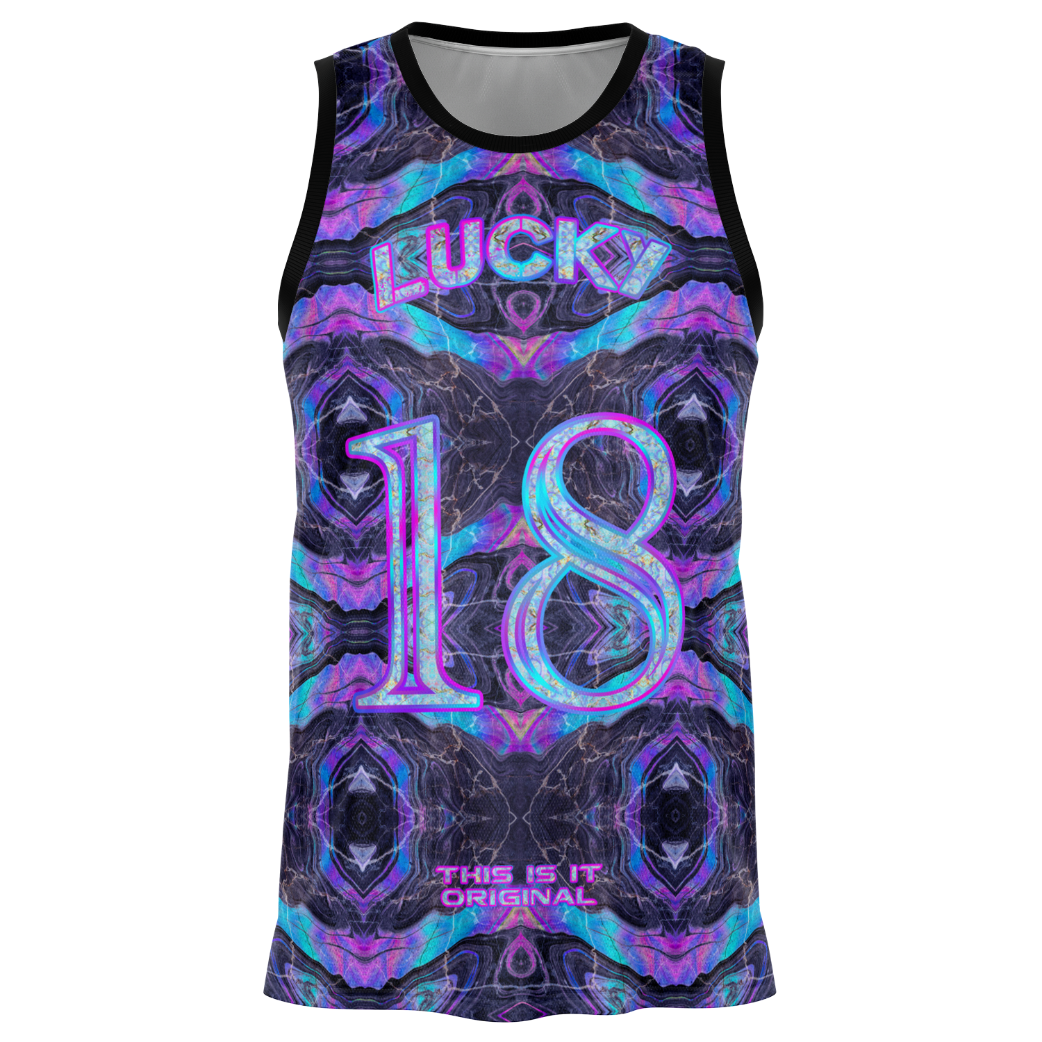Neon Marble Colors on Black Galaxy Design Basketball Jersey – This