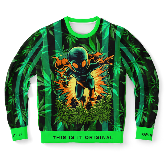 UFO with Cannabis Special Stripes Stylish Design Luxury Fashion Unisex Sweatshirt