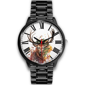 Colorful Sketched Style Deer Black Luxury Watch