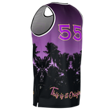 Luxury Violet Sunset Color with Palm Tree - Lucky Number 55 - Unisex Basketball Jersey