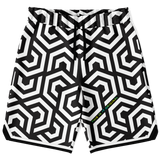 Luxury Black & White Geometric Classic Design Unisex Basketball Shorts