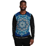 Ocean Blue Mandala Design with Black Ornamental Sleeve Style Luxury Fashion Sweatshirt