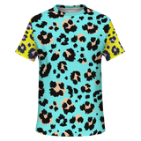 Light Blue & Yellow Special Leopard Design Street Wear T-Shirt