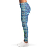 Marble Style Design With Light Blue and Gold Vibes Leggings