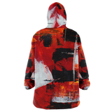 Painted Stylish Art Camouflage Red & Black Colorful Design XXL Oversized Snug Hoodie