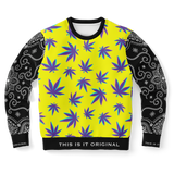 Yellow Weed Design X Black Paisley Bandana Style Luxury Fashion Sweatshirt