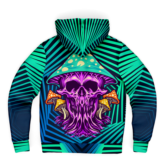 Geometric Explosion Deep Blue & Light Blue with Psychedelic Violet Skull Micro Fleece Zip-up