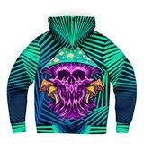 Geometric Explosion Deep Blue & Light Blue with Psychedelic Violet Skull Micro Fleece Zip-up