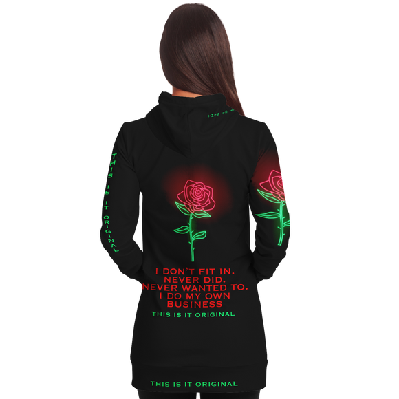 Black & Neon Rose Design I don't Fit in Style Women's Hoodie Dress