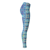 Marble Style Design With Light Blue and Gold Vibes Leggings