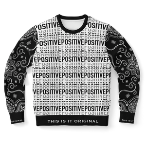 Fresh White & Black Positive Design X Black Paisley Bandana Style Luxury Fashion Sweatshirt