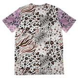 White Art Leopard Style With Pink Design T-shirt