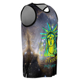 Elliptical Galaxy &  Statue of Liberty & Freedom - Unisex Basketball Jersey