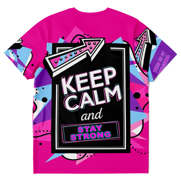 Pink Painted Stylish Art Keep Calm & Stay Strong T-Shirt