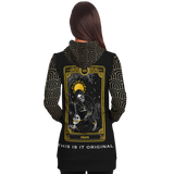 Magic Black & Gold Ornamental Sleeve - Tarot Card "DEATH" Luxury Longline Hoodie Dress