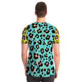 Light Blue & Yellow Special Leopard Design Street Wear T-Shirt