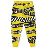 Danger, Stay Away, Police. Black & Yellow Stylish Unisex Fashion Joggers