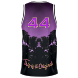 Luxury Violet Sunset Color with Palm Tree - Lucky Number 44 - Unisex Basketball Jersey