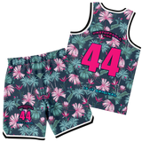 Tropical Palm Tree & Pink Lovely Flower with Pink Vibe Unisex Basketball Set