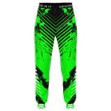 Luxurious Racing Style - Neon Green & Black Stripes Design Fashion Pants