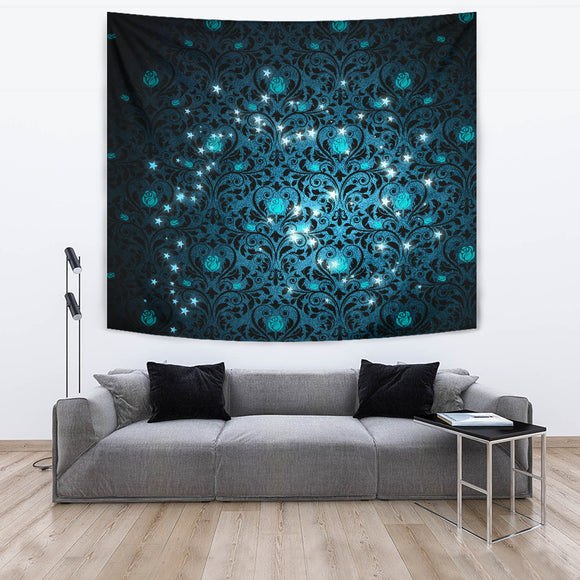 Mystical Stars with Flowers Background vol. 2 Tapestry