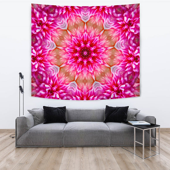 Psychedelic Pink Flower Vision Tapestry